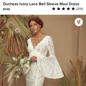 Lulus Duchess Ivory Lace Bell Sleeve Maxi Dress